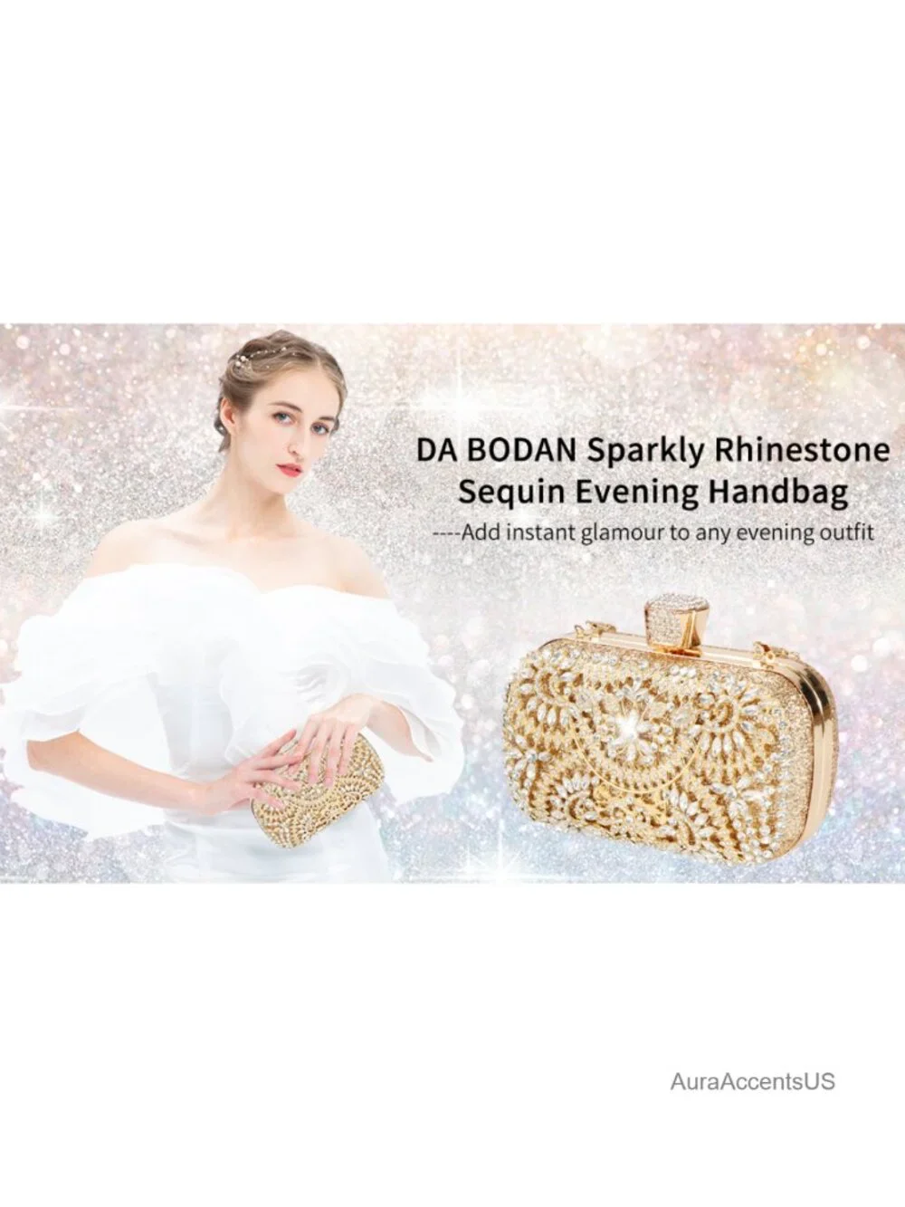 Sparkly Rhinestone Crystal Clutch Bag Sequin Bridal Purse Evening Handbag